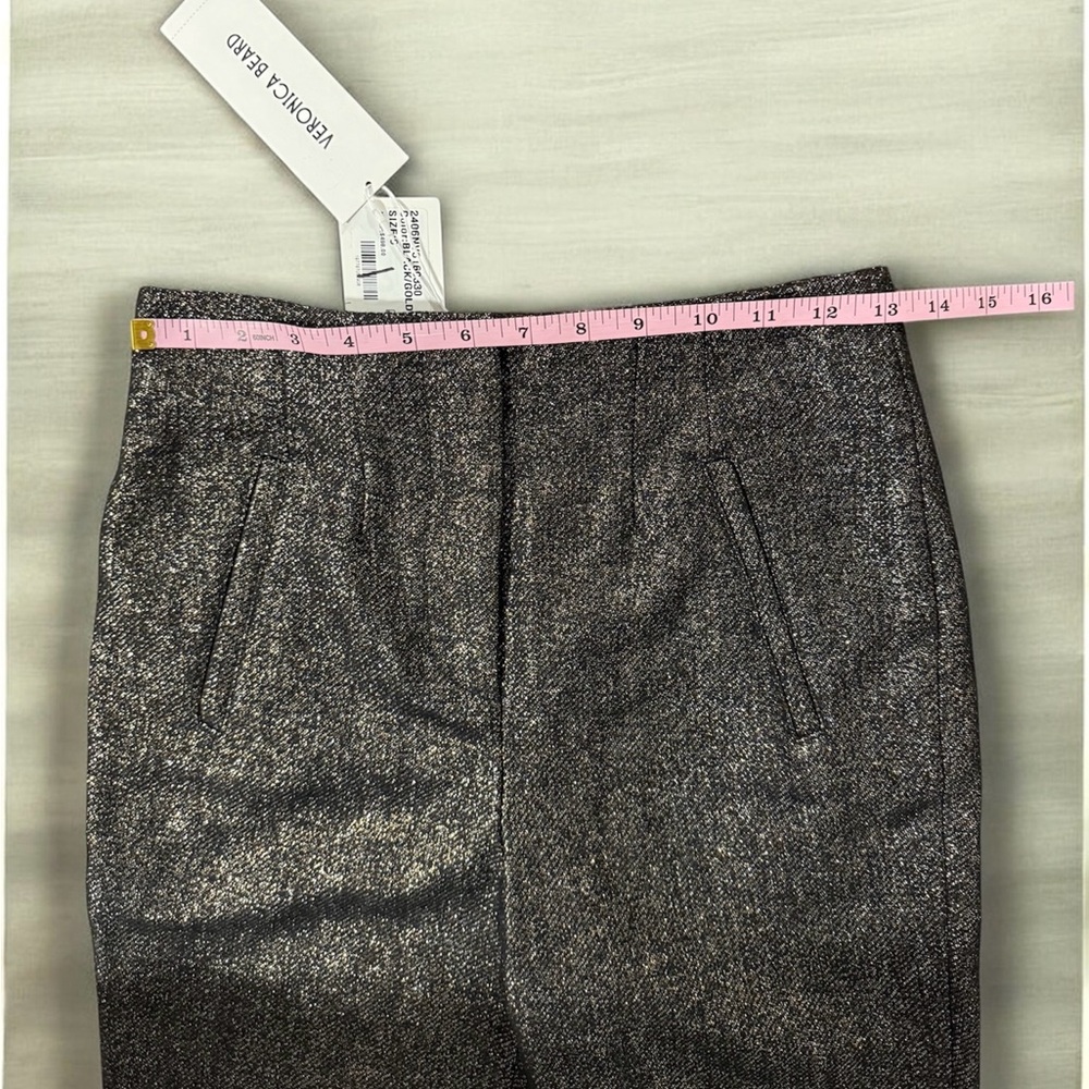 NWT Veronica Beard Metallic Black Stila Pant - Picture 4 of 9